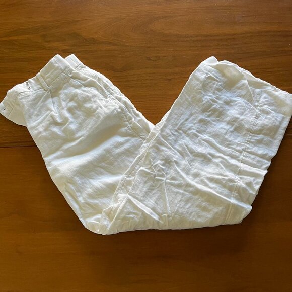 Abercrombie Fitch Women's White Linen Baggy Pants Flowy Festival Pants - Picture 1 of 8